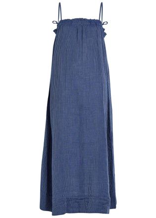 Eileen Fisher Eileen Fisher Striped Cotton Midi Dress - Navy - L (UK 18-20 / XL)