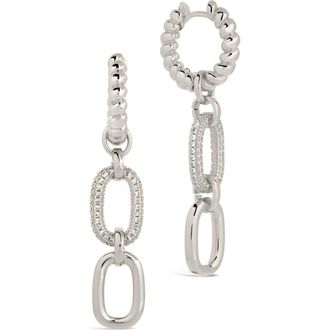 Sterling Forever Andi CZ Drop Hoop Earrings in Silver at Nordstrom Rack