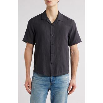 Rag & Bone Avery Cotton Gauze Camp Shirt in Dark Grey Stripe at Nordstrom Rack, Size Xx-Large
