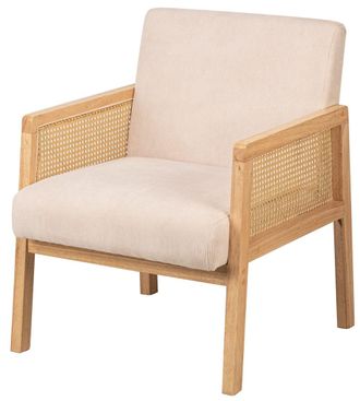 Nordlys Sill&oacute;n en madera y rat&aacute;n beige