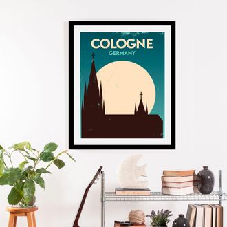 Queence Bild »Cologne« Deutschland Kirche Schriftzug Stadt 1 Stk. tlg. gerahmt
