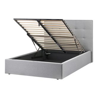 Beliani Cama Con Almacenaje De Tela Gris Claro 140 X 200 Cm Dormitorio Moderno Gris Claro Lorient