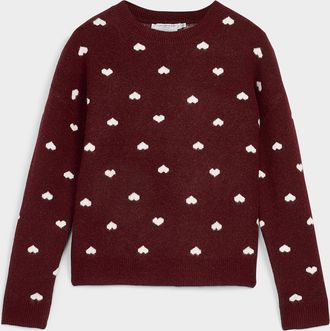 Contemporaine Womens Touch of wool small hearts jacquard sweater