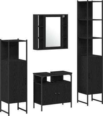 vidaXL Vidaxl - Juego de Gabinetes de Baño 4 pcs Roble negro 33 x 33 x 185.5 cm