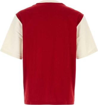 Ami Mens Red Cotton T-Shirt Rubyredivory Exterior Exterior: T-shirts And Polos