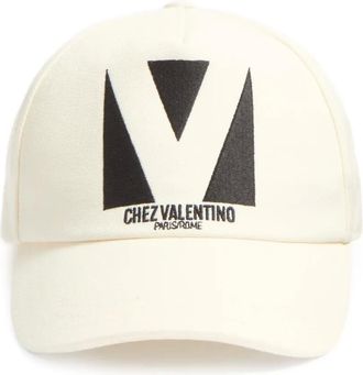 Valentino Garavani Chez honkbalpet met borduurwerk - Wit
