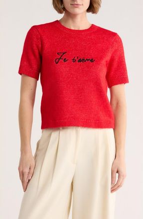 Sanctuary Je taime Short Sleeve Sweater in Red at Nordstrom Rack, Size X-Large