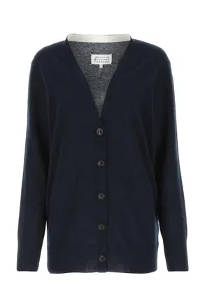 Maison Margiela Blue V-Neck Cardigan