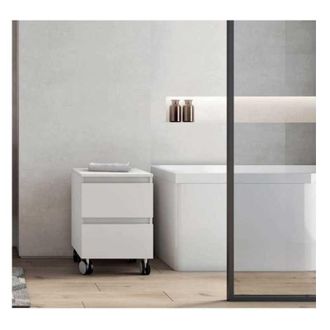 Savini Carrellino Multiuso 4 Ruote - 41x44x58 Cm - Colore Bianco Lucido