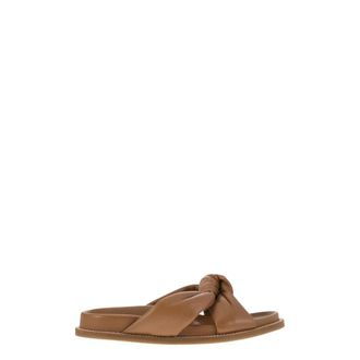 Fabiana Filippi Sliders, female, Brown, Size: 8 1/2 US Knotted Leather Slides