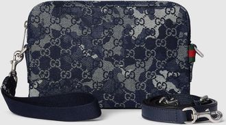 Gucci GG Denim Small Crossbody Bag, Grey, Fabric