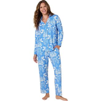 The Cats Pajamas Pima Knit Pajama Floral Set in Angels Among Us at Nordstrom, Size Large