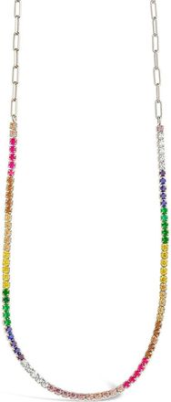 Sterling Forever Maria Tennis Necklace-Silver