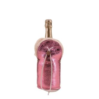 Kywie Funda para botella de champ&aacute;n de aut&eacute;ntica piel de oveja rosa