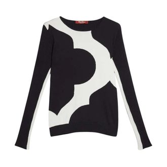 Max Mara Stijlvolle Gebreide Top - Dames - Ronde hals truien - Blauw - S - Truien & Vesten
