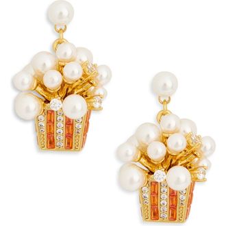 Eye Candy Los Angeles Selene Faux Pearl & Cubic Zirconia Popcorn Drop Earrings in Gold at Nordstrom Rack