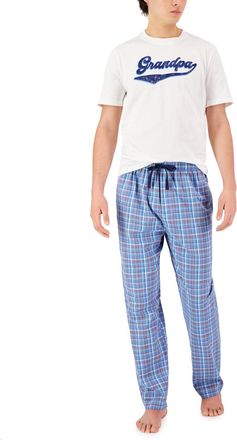 Club Room Mens Grandpa Style Top & Plaid Pants Pajama Set