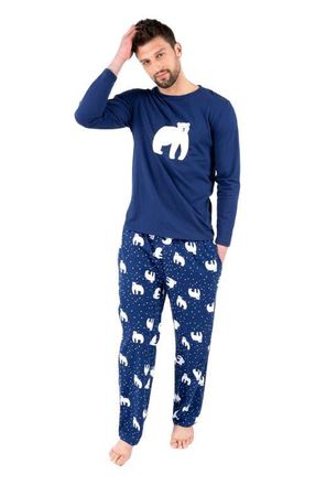 Leveret Mens Cotton Top & Flannel Pants Printed Holiday Pajama Set in Polar Bear at Nordstrom, Size Xxx-Large
