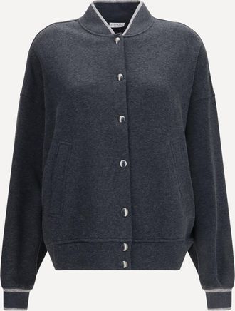 Brunello Cucinelli Techno cotton and cashmere interlock Bomber Jacket Female XXL