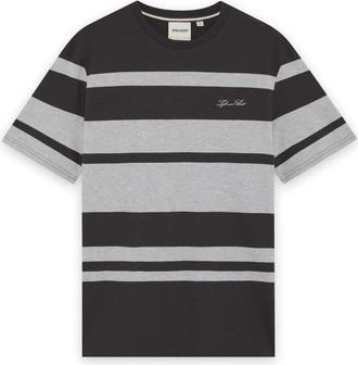 Lyle & Scott Relaxed Stripe T-Shirt - Heren - T-shirts - Grijs - XL - Katoen - Tops