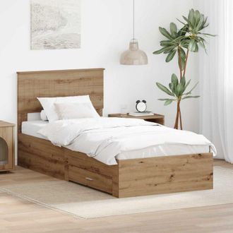 vidaXL vidaXL Struttura del letto con testiera Rovere artigianale 90 x 200 cm