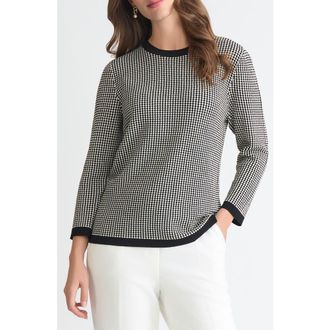 Kasper Geometric Stitch Sweater in Black/Lily White at Nordstrom, Size X-Small