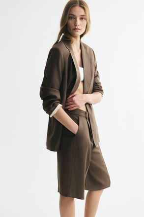 H&M Dressy Bermuda Shorts in Dark Taupe at Nordstrom, Size 12