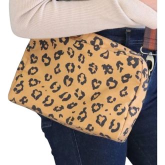 Panache Womens Cotton Canvas Crossbody Bag In Golden Yellow & Tan Leopard