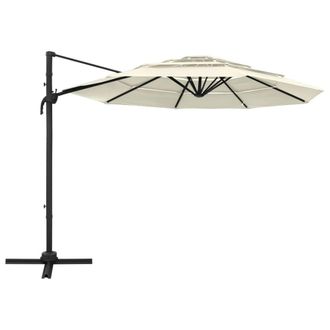 Berkfield Home 4-Tier Parasol with Aluminium Pole Sand 3x3 m in Beige