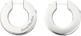Acne Studios engraved-logo hoop earrings - Silver
