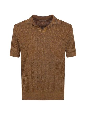 Nuur Short Sleeved Polo Neck Mouline T-Shirt