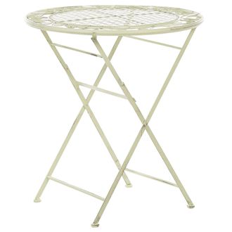Beliani Mesa De Balc&oacute;n Hierro Verde Claro Metal Envejecido Plegable Redonda 70 Cm Exterior Resistente A Los Rayos Uv Estilo Retro Franc&eacute;s Bivio