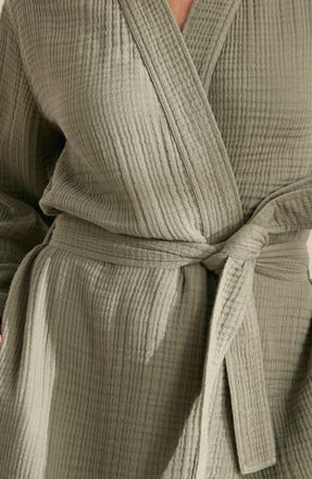 Boll & Branch Dream Rib Organic Cotton Robe in Sageleaf at Nordstrom, Size Xx-Large