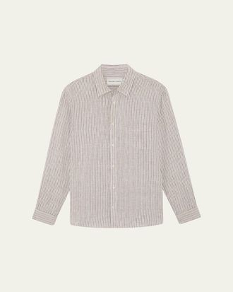 Frescobol Carioca Mens Cotton Stripe Button-Down Shirt