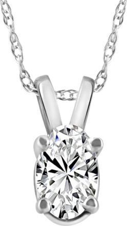 Pompeii3 3/8Ct Oval Natural Diamond Solitaire Pendant 14k White or Yellow Gold Necklace