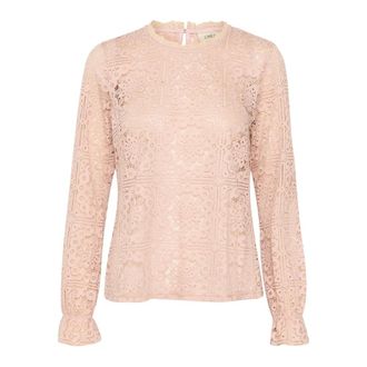 Cream Blusa in Pizzo Lilla Bruciato Elegante - - Blouses & Shirts - Donna - Rosa - 3XL