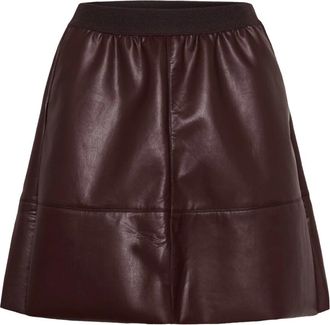 Kaffe Gonna Corta in Pelle - - Skirts - Donna - Marrone - L