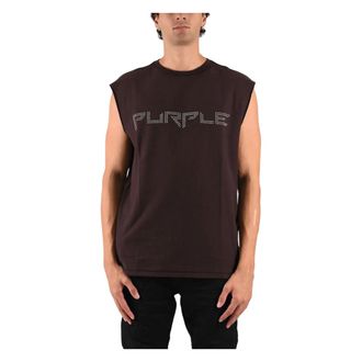 Purple T-shirt senza maniche in jersey testurizzato - - Tops - Uomo - Marrone - L