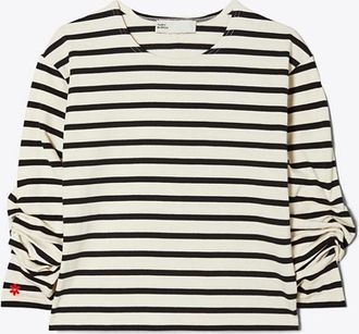 Tory Burch Womens Scrunched Sleeve T-Shirt, size XL