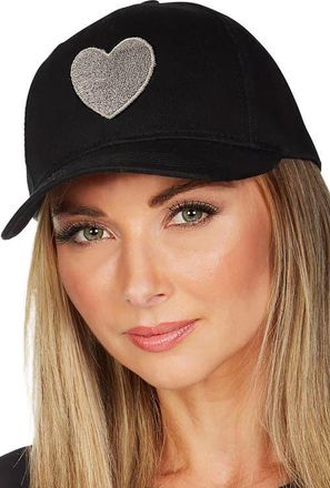 Lauren Moshi Bay Silver Heart Hat in Black at Nordstrom