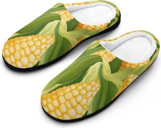 Generic Corn On The Cob Cotton Slippers for Women Indoor Outdoor Slipper Slip-On Memory Foam Home Shoes