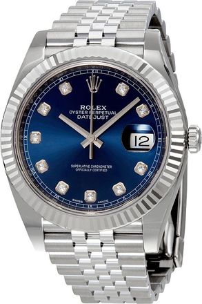 Rolex Pre-owned Rolex Datejust Diamond Blue Dial Mens Watch 126334BLDJ