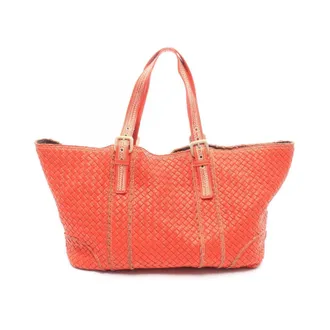 Bottega Veneta Orange Intrecciato Handbag Tote Bag (Pre-Owned)
