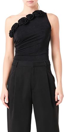 endless rose Rosette Detail One-Shoulder Bodysuit in Black at Nordstrom Rack, Size X-Small
