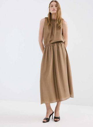 Mango Gonna midi increspata marrone - Donna - S - MANGO