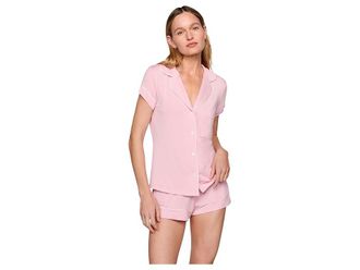 Eberjey Gisele - Shortie Short PJ Set Womens Pajama Sets Pink Nectar/Ivory : XXS