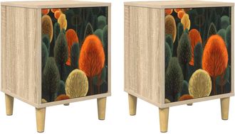 vidaXL Mesa De Noche Zaandam 2 Uds. Roble Sonoma 36 X 33 X 50 Cm Vidaxl