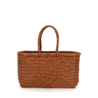 Dragon Diffusion bamboo Triple Jump Light Brown Tote Bag In Woven Leather