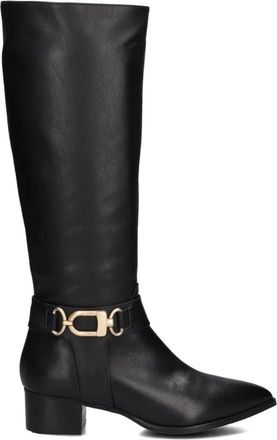 Notre-V Elegante Zwarte Leren Hoge Laarzen - Dames - Hoge Laarzen - Zwart - 37 EU - Leer - Schoenen