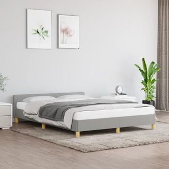 vidaXL Bed Frame with Headboard Light Gray 53.9x74.8 Full Fabric